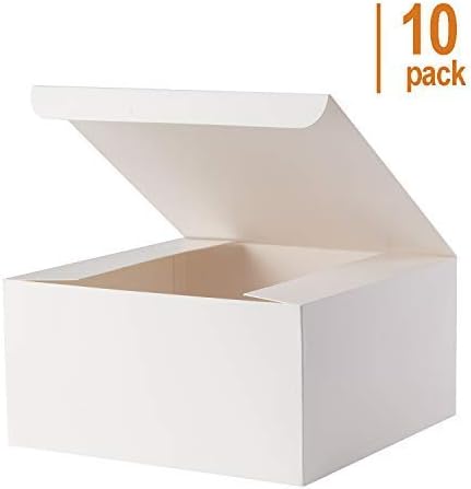 GEFTOL Gift Box 10 Pack 8 x 8 x 4 inches Fold Box Paper Gift Box Bridesmaids Proposal Box for Bridal Birthday Party Christmas (White)