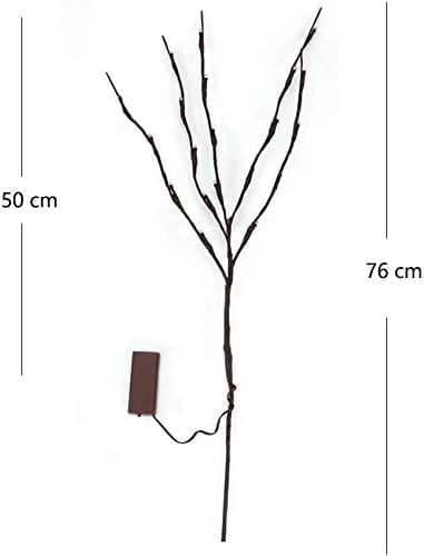 DK177 2 Pack Led Branch Light Battery Operated Lighted Branch Vase Filler Willow Tree Artificial Little Twig Power Brown 30 Inch 20 LED for Home Outdoor Indoor Romantic Decoration, White Light