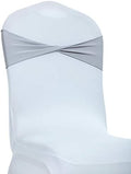 VDS Pack of 125 PCS | Light Silver | Spandex Chair Sashes Bows Without Buckle | Stretch Elastic Banquet Universal Folding Chair Band Tie with for Wedding Party Conference Celebration Event Decoration