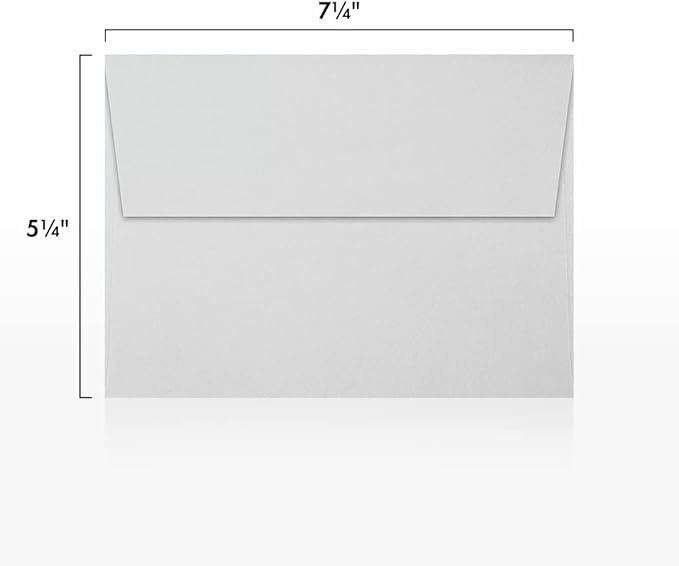 LUXPaper A7 Invitation Envelopes | Peel & Press | 5 1/4" x 7 1/4" | Gray | 80lb. Text | 100% Cotton | 50 Qty