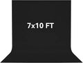 7X10 FT Black Backdrop, 100% Polyester Photography Background Curtain Screen, Foldable Washable Black Screen for Professional Photoshoot Portraits Party Video Studio