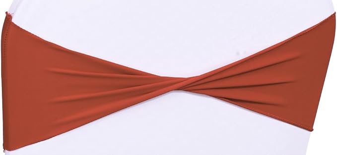 VDS Pack of 300 PCS | Terracotta | Spandex Chair Sashes Bows Without Buckle | Stretch Elastic Banquet Universal Folding Chair Band Tie with for Wedding Party Conference Celebration Event Decoration