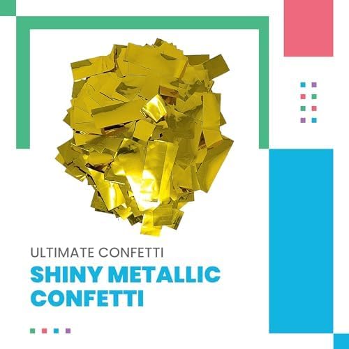 Ultimate Confetti, Rectangular Gold Mylar Shiny Foil Metallic Confetti for Cannon and Launcher use - Gender Reveal Confetti for Wedding, Parties, Mother’s Day and Live Events - 30 lb, 480 oz