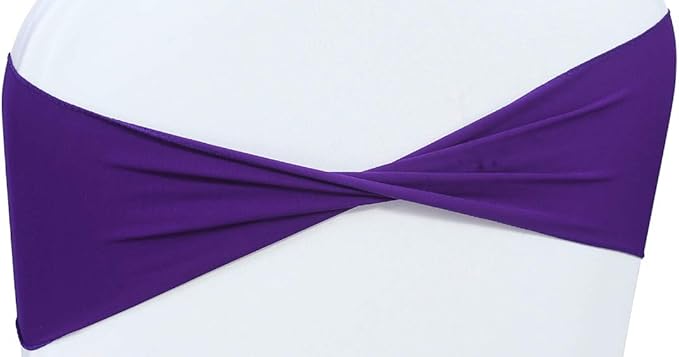 VDS Pack of 250 PCS | Purple | Spandex Chair Sashes Bows Without Buckle | Stretch Elastic Banquet Universal Folding Chair Band Tie with for Wedding Party Conference Celebration Event Decoration