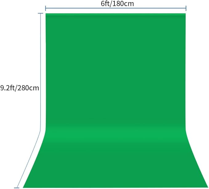 HEMMOTOP Green Screen Backdrop, 6x9 ft Greenscreen Background for Streaming, Seamless Polyester Green Photo Backdrop Fabric Sheet for Photography, Video Recording (Backdrop only)