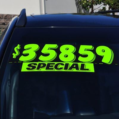 Ez-line Vinyl Windshield Stickers 3 Dozen 15 Inch Chartreuse Slogan Dealership Pro Pack for Car Lots (EZ115-Pack12)