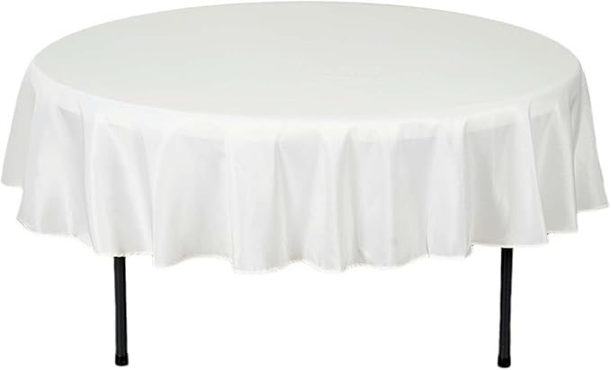 Efavormart Round Tablecloth, 70 Inch Stain & Wrinkle Resistant Washable Table Cloth, Decorative Polyester Fabric Table Cover for Banquet, Wedding, Dining- Ivory