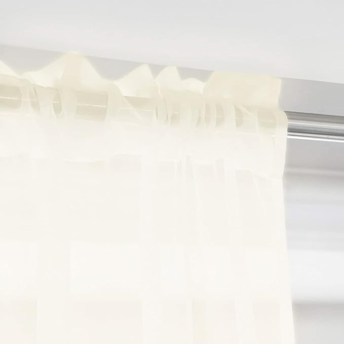 Window Beige Sheer Curtains 60 Inches Width 84 Inches Long 2 Panels Sheer Curtains Clear Curtains Basic Rod Pocket Panel for Home/Living Room/Bedroom/Kids Room