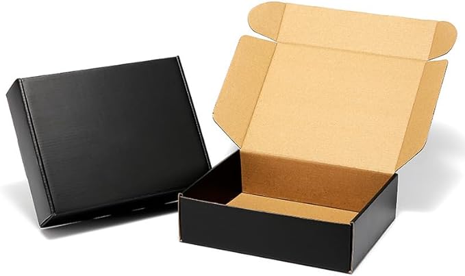 24 Pack 13x10x2 Inches Black Shipping Boxes，3 Layers Corrugated Cardboard Box, Mailer Boxes for Packaging Mailing Gifts Digest Book Giving ProductsWrap Boxes with Lids (13''x10''x2'')