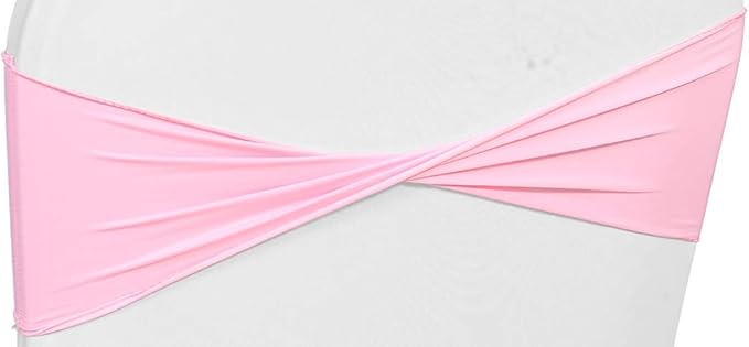 VDS Pack of 75 PCS | Pink | Spandex Chair Sashes Bows Without Buckle | Stretch Elastic Banquet Universal Folding Chair Band Tie with for Wedding Party Conference Celebration Event Decoration