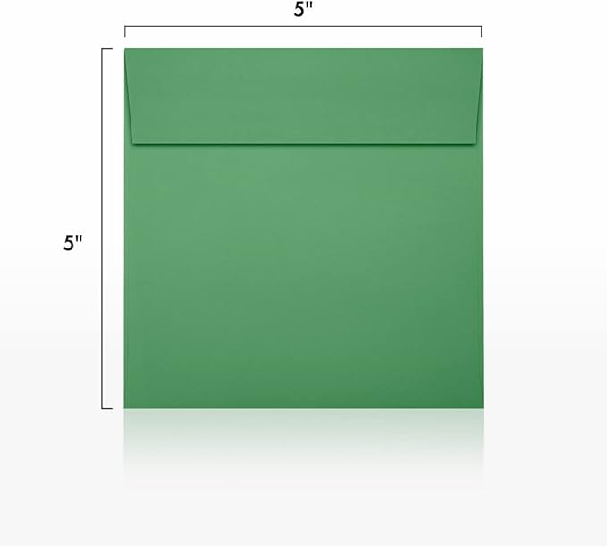 LUXPaper Square Invitation Envelopes | Peel & Press | 5" x 5" | Holiday Green | 80lb. Text | 50 Qty