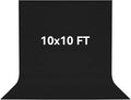 10 x 10 FT Black Backdrop Background, 100% Polyester Photography Backdrop Foldable Washable Black Screen for Photoshoot Portraits Party Video Studio Shooting