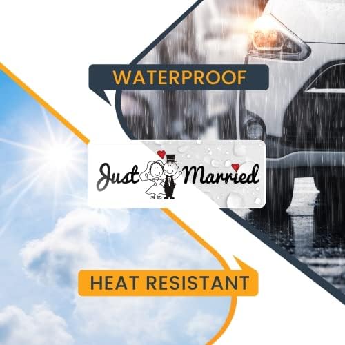 Magnet Me Up Just Married Magnet Decal, 3x8 Inches Heavy Duty Automotive Magnet for Car Truck SUV