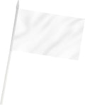 White Mini Flag 100 Pack - Hand Held Small Miniature Solid White Blank Flags on Stick - Fade Resistant & Vivid Colors - 5x8 Inch with Solid Pole & Spear Top
