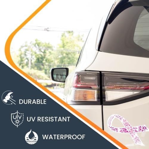 Magnet Me Up Breast Cancer Awareness Pink Mandala Ribbon Magnet Decal, 3.5x7 Inches, Automotive Magnet for Car Truck SUV, Stick to Any Magnetic Surface, Showing Support or Fundraising, Crafted in USA