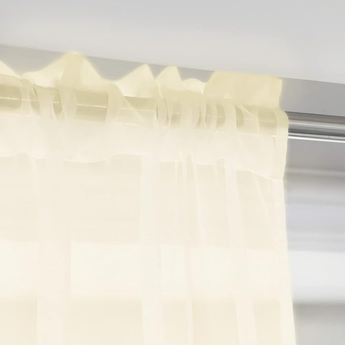 Window Light Yellow Sheer Curtains 60 Inches Width 90 Inches Long 2 Panels Sheer Curtains Clear Curtains Basic Rod Pocket Panel for Home Living Room Bedroom Kids Room Yard Patio Parlor Sliding