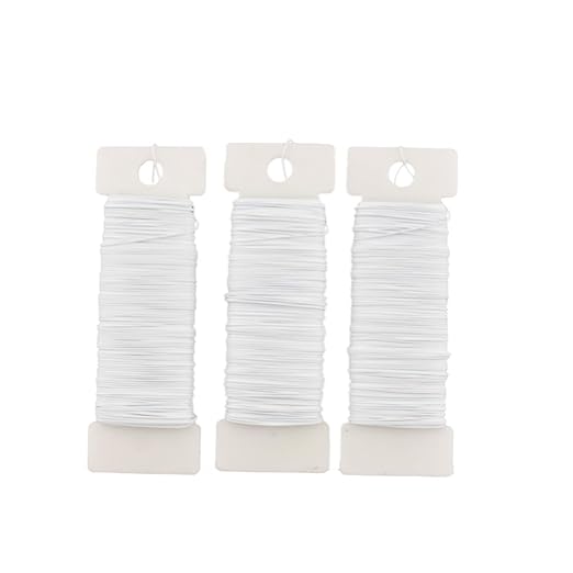 HAHIYO 26Gauge White Metal Floral Wire - 3 Rolls, 115 Yards (345 Feet) - Flexible Paddle Wire for Crafts, Christmas Wreaths, Tree & Flower Arrangement