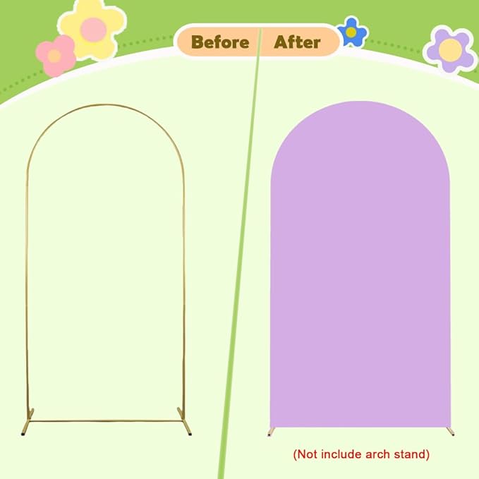 Lavender Arch Cover 7.2ft Purple Arch Backdrop Covers Halloween Chiara Arch Frame Back Drop Cover Spandex Fitted Arch Panels Backdrop Stand Cover for Baby Shower Happy Birthday Prom Decoration