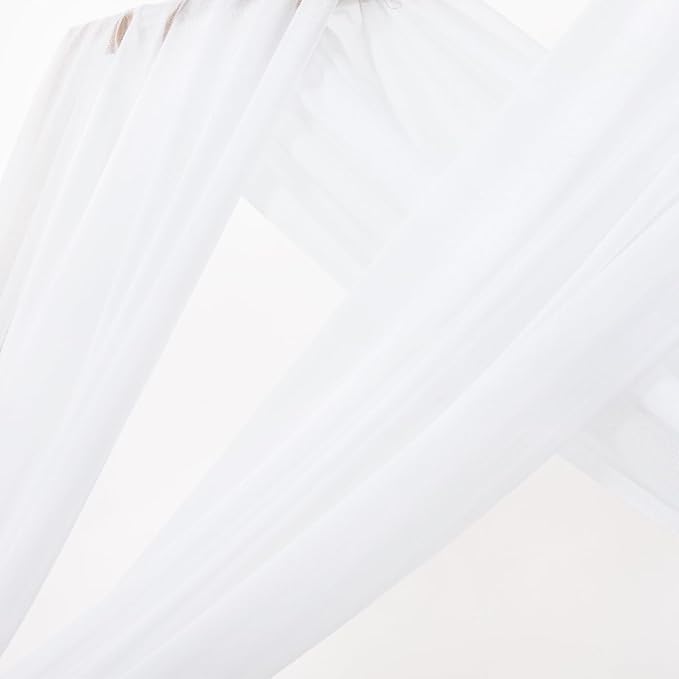 MLMC White Sheer Wedding Arch Draping Fabric 1 Panel 29" x 20 FT Extra Long Airy Gauze Drapes Backdrop Curtains 6.6 Yards Light Weight Outdoor Drapery Panels for Wedding Ceremony Church Events Decor