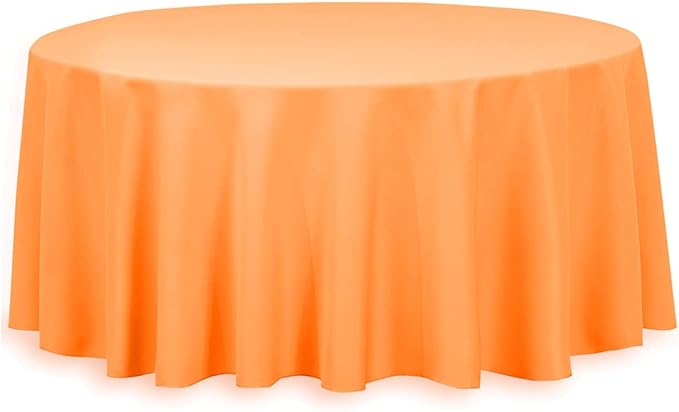 LTC LINENS Orange Round Tablecloth - 132 Inch Round Tablecloth, Large Party Table Cloth, Wrinkle Resistant, Washable Polyester Fabric Table Cover Linens for Wedding, Party, Banquet