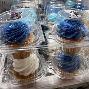 150 Pcs Cupcake Boxes Plastic Individual Cupcake Containers Single Cupcake Carrier with Connected Airtight Dome Lid for Party