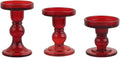 3-Piece Set of Red Glass Candlestick, Crystal Candlestick Holder Holder and Conical Candle, Christmas Candle Holder Decoration, Family Living Room Wedding Candle Holder (red1set)