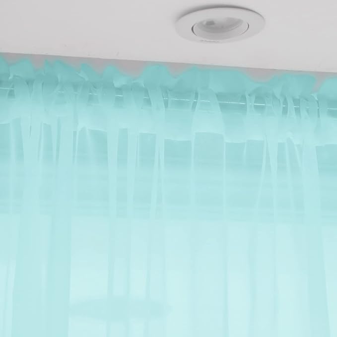 Window Lake Blue Sheer Curtains 90 Inches Long 2 Panels Sheer Curtain Basic Rod Pocket Panel for Bedroom Children Living Room Yard Kitchen (Lake Blue, 52" W x 90" L | 2 pcs)