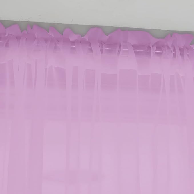 Window Pink Sheer Curtains 90 Inches Long 2 Panels Sheer Curtain Basic Rod Pocket Panel for Bedroom Children Living Room Yard Kitchen (Pink, 52" W x 90" L | 2 pcs)