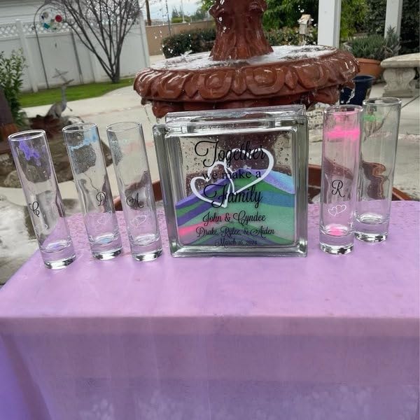 Glass Unity Sand Set for Weddings w LID, Sand, Ink Printed - Personalized Blended Family Wedding Sand Ceremony, Together We Make a Family, Unity Candle Alternative, Sand Wedding Ceremony Kit Blended