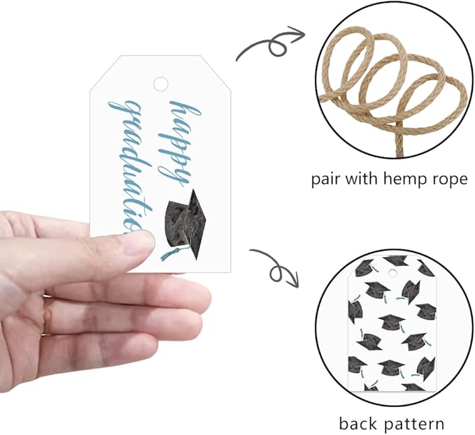 50 Pcs Graduation Gift Tags, Congrats Grad Party Favors Gift Tags for High School or Happy College Graduation Party Decoration Supplies (Blue, 2.2 * 3.5)