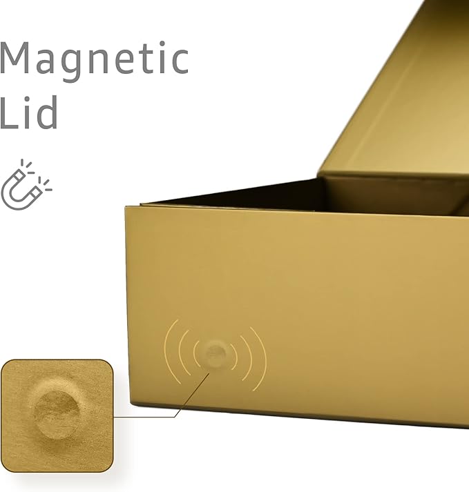 LIFELUM Empty Gift Boxes 2 Pack 13.85 x 8.35 x 4.45 inch Rectangle Collapsible Box with Magnetic Lid and Ribbon,Card,Shredded Paper Filler