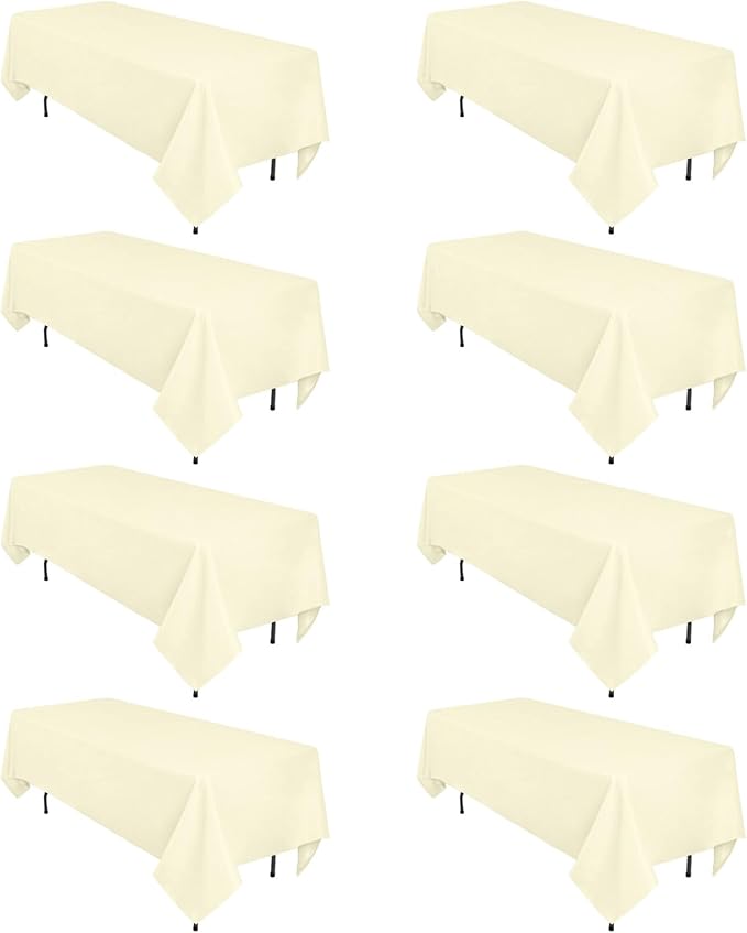 8 Pack Beige Tablecloth 60 x 102 Inch Rectangular Tablecloths for 6 Foot Rectangle Tables, Wrinkle Resistant Beige Table Cloth Washable Polyester Fabric for Buffet Wedding Party Banquet