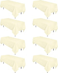 8 Pack Beige Tablecloth 60 x 102 Inch Rectangular Tablecloths for 6 Foot Rectangle Tables, Wrinkle Resistant Beige Table Cloth Washable Polyester Fabric for Buffet Wedding Party Banquet