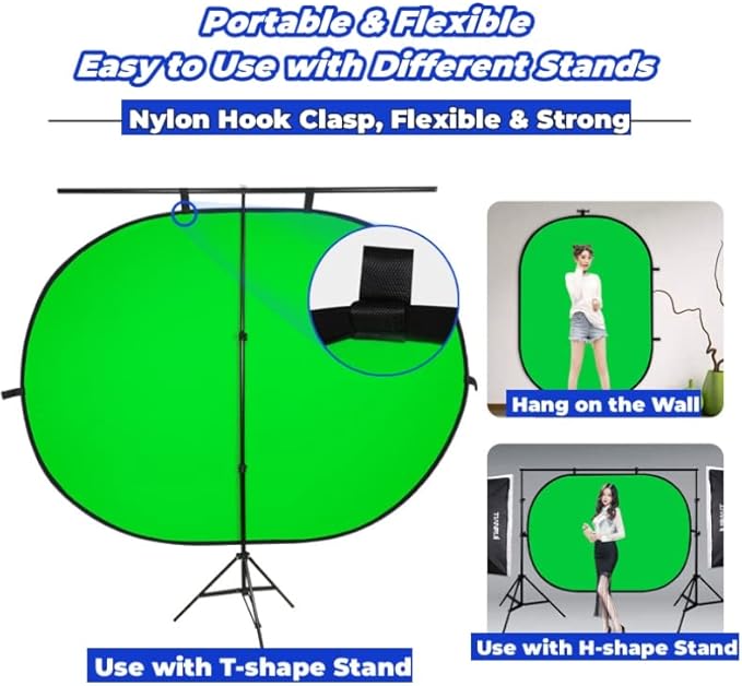 Blue Green Screen Backdrop Double Sided Collapsible Greenscreen Backdrop with Carrying Bag,Portable Pop Up Green Screen Background for Streaming Webcam (Blue & Green, 47.2 * 59.1")