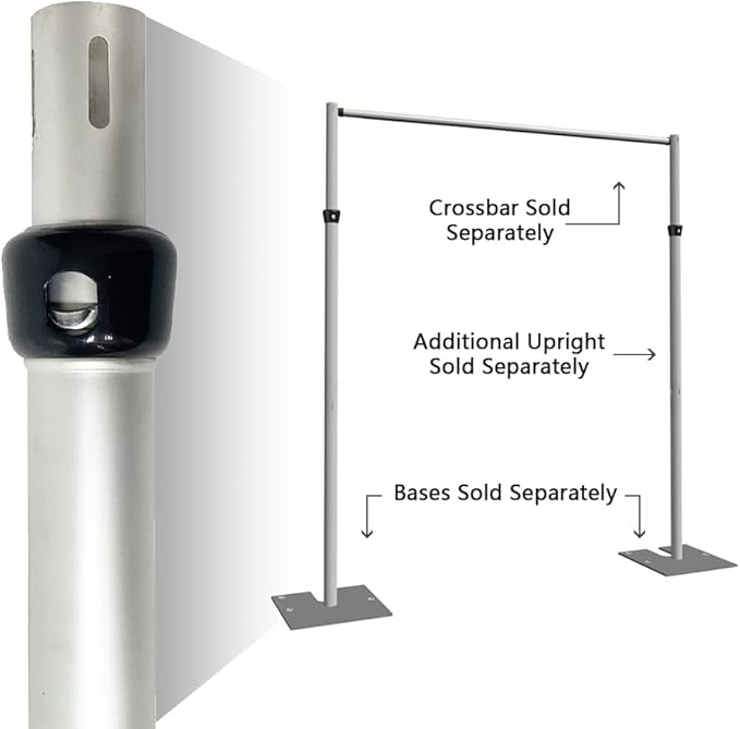 Portable Pipe and Drape Heavy Duty Backdrop Stand, ADJ Metal Frame and Heavy Metal Base for Wedding, Birthday Party, Photography Backdrop(1*VerticalBar 7-12FT)