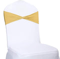 VDS Pack of 250 PCS | Gold | Spandex Chair Sashes Bows Without Buckle | Stretch Elastic Banquet Universal Folding Chair Band Tie with for Wedding Party Conference Celebration Event Decoration