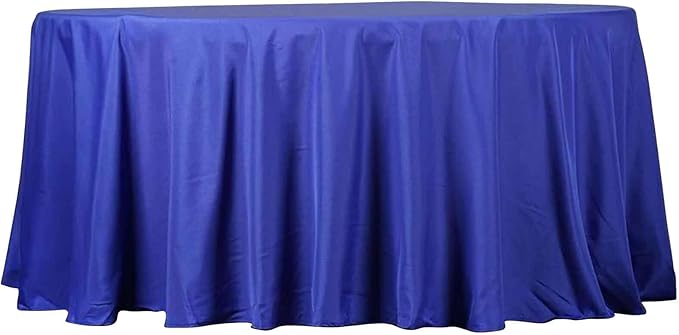 Efavormart Round Tablecloth, 132 Inch Stain & Wrinkle Resistant Washable Table Cloth, Decorative Polyester Fabric Table Cover for Banquet, Wedding, Dining- Royal Blue