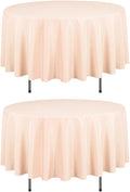 LTC LINENS 2 Pack 90 Inch Round Tablecloth Peach - Wrinkle Resistant Table Cloth for Round Table -Washable Polyester Fabric Table Cover for Wedding, Party