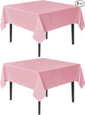 sancua Square Tablecloths 54x54 Inch, 2 Pack - Pink Fabric Table Cloth for Square or Round Tables, Washable Polyester Table Cover for Dinner, Holiday Party, Decorative Display Tables