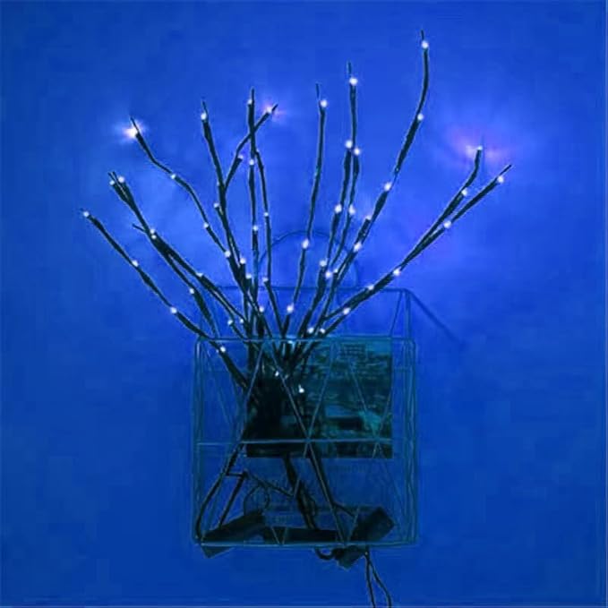 MENCH Branch Lights,3 Pcs Twig Light USB&Battery Powered 8 Flashing Modes by Remote Control.Branch Lights for Indoor, Light Up Decorations for Halloween Day and Christmas,Blue