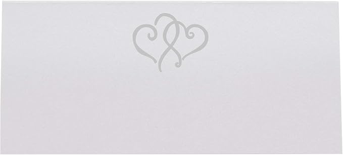 Linked Hearts Place Cards, Silver (Choose Color), Set of 150, Pre-cut and Scored - Wedding, Party, Dinner, and Special Events - Made in the USA