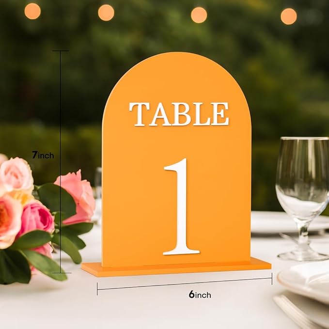 Arch Wedding Table Numbers 1-15 with Stands, 5" X 7" Double Sided Acrylic Wedding Sign Holders, Durable Non-Fading Table Number for Wedding Reception, Events, and Centerpieces