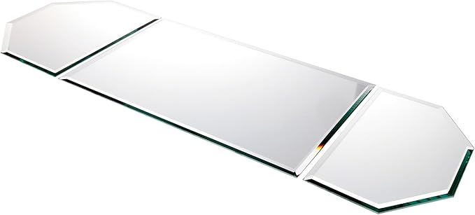 Plymor 36" x 12" Runner Set, 5mm Thick Beveled Glass Mirror, Pack of 4
