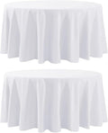 Round Tablecloth 132 Inch 2 Pack White Tablecloths Washable Decorative Linen Polyester Table Clothes Cover for Dining Table Banquets Buffet Parties and Wedding