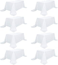 8 Pack White Table Cloth 90 x 156 Inch Rectangular Tablecloths for 8 Foot Rectangle Tables, Wrinkle Resistant White Tablecloth Washable Polyester Fabric Table Covers for Party Wedding Banquet