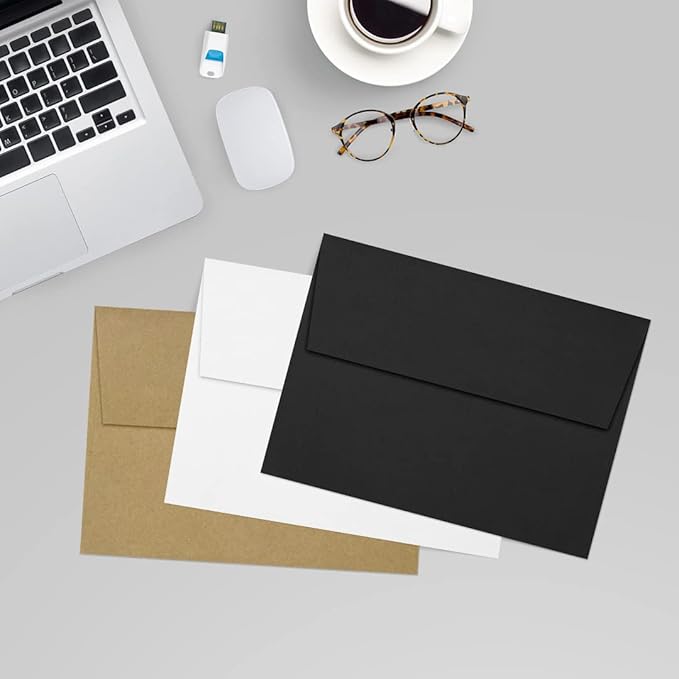 LUXPaper A7 Invitation Envelopes | Peel & Press | 5 1/4" x 7 1/4" | Black Linen | 80lb. Text | 1,000 Qty