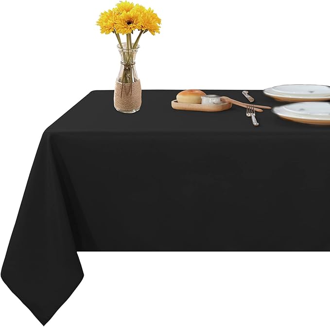 Fitable Rectangle Tablecloth Stain and Wrinkle Resistant Washable Polyester Table Cloth for Buffet Parties and Camping (70x120 inch, Black)