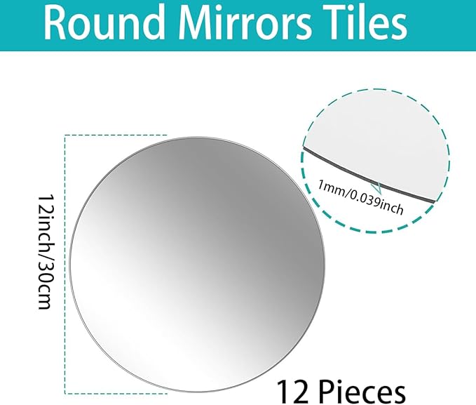 12" 12PCS Round Mirrors for Centerpieces, Circle Mirror Centerpieces for Tables, Acrylic Mirror Tiles for Wall Table Wedding Centerpieces Mirror Plates for Candle Birthday Decorations DIY Craft