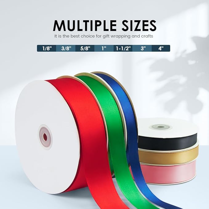 3/8" Wide x 100 Yards Single Face Polyester Satin Ribbon, Satin Ribbon for Crafts, Gift, Hair Bows, Wedding Party Decoration, Bow Making & Other Projects (Silvery)