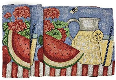 Tache 13x54 Fruity Drinks Table Runner, Colorful Watermelon Lemonade Decorative Spring Summer Woven Tapestry Dresser Coffee Kitchen Dining